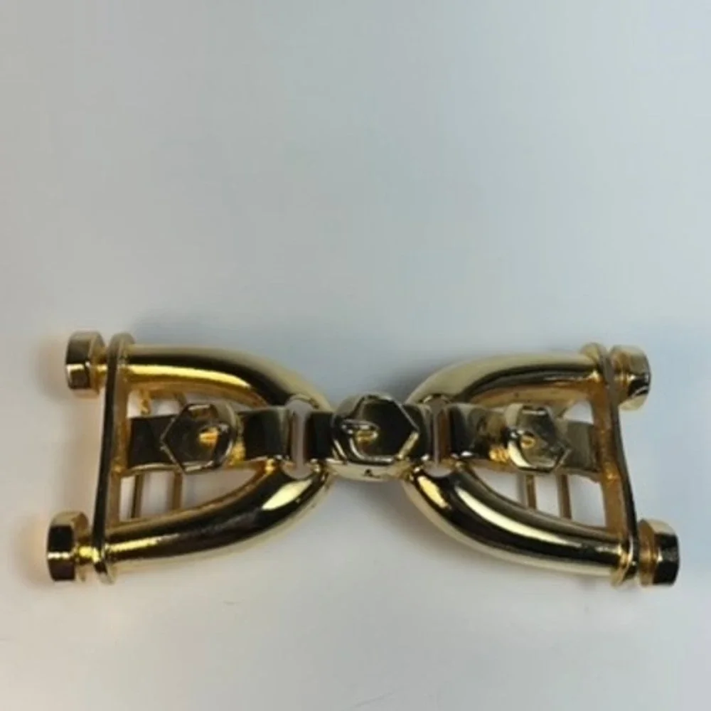 Belt Buckle Vintage Interlocking Horseshoe Gold Tone Statement Mimi di N‎ Signed